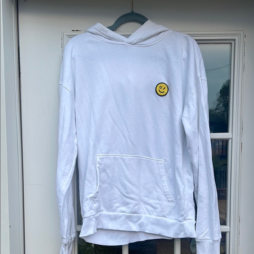 Gilly Hicks White Hoodie with Smiley Graphic